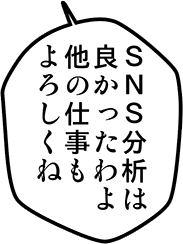 SNS分析は良かったわよ他の仕事もよろしくね